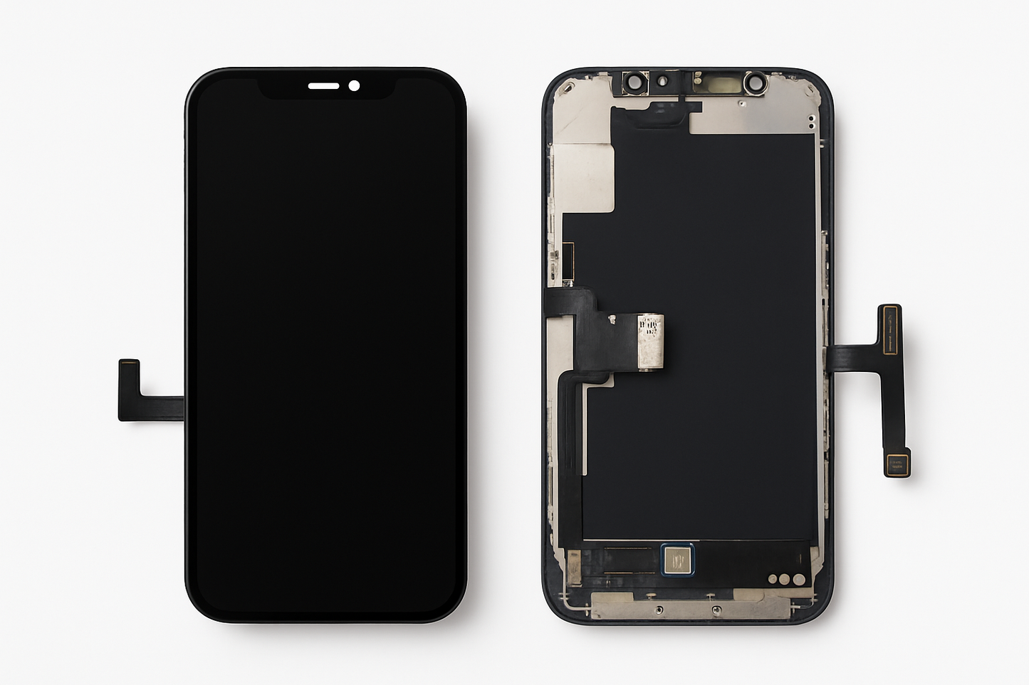 Iphone 12 LCD FROM FRONT SIDE AND BACKSIDE IN ONE PICTURE