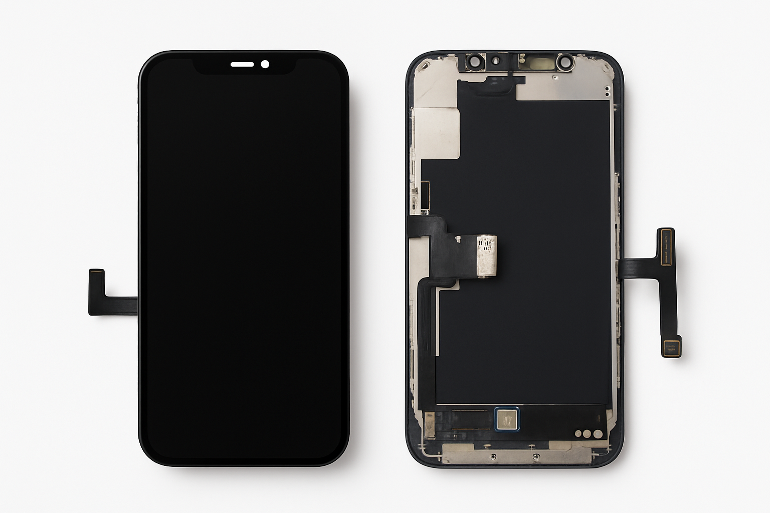 Iphone 12 LCD FROM FRONT SIDE AND BACKSIDE IN ONE PICTURE